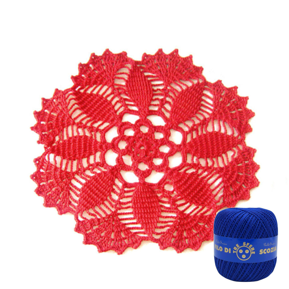 34-Centrino blu rotondo ad uncinetto 26 cm