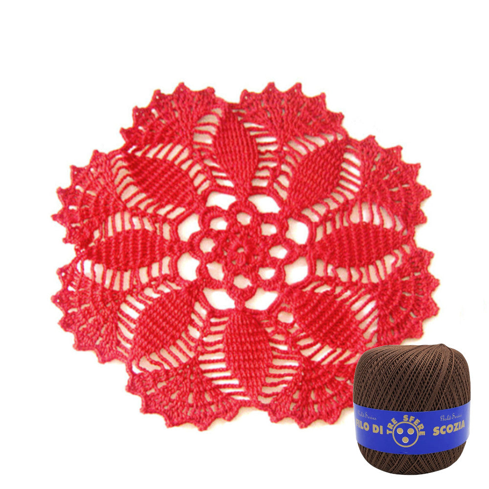 34-Centrino marrone rotondo ad uncinetto 26 cm