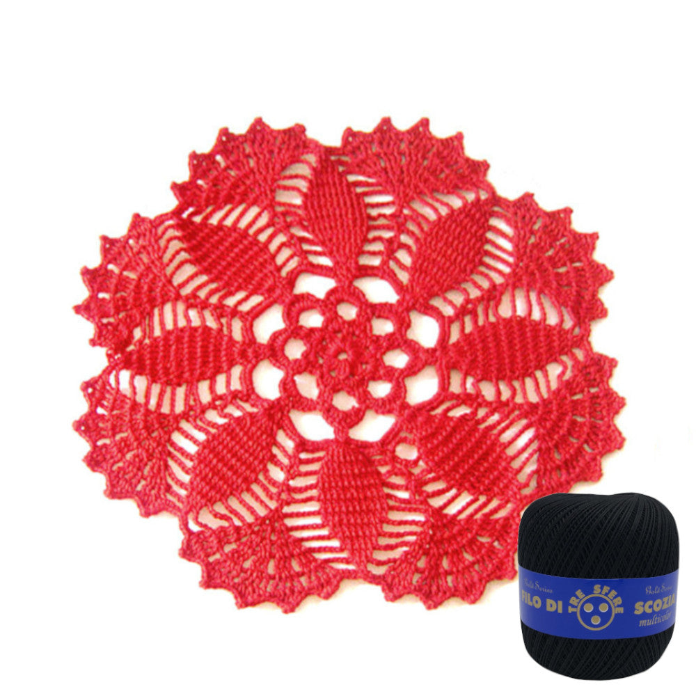 34-Centrino nero rotondo ad uncinetto 26 cm