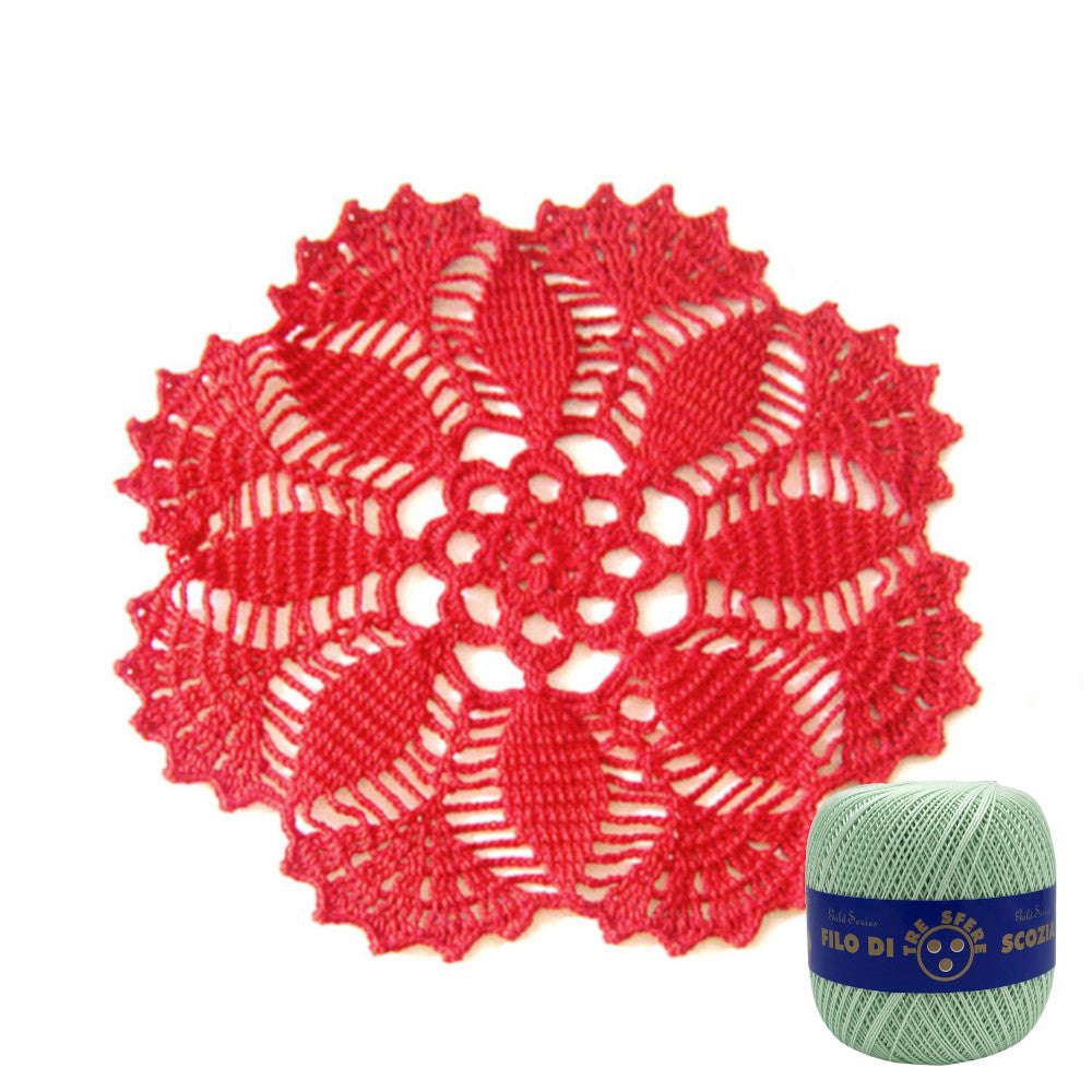 34-Centrino verde chiaro rotondo ad uncinetto 26 cm