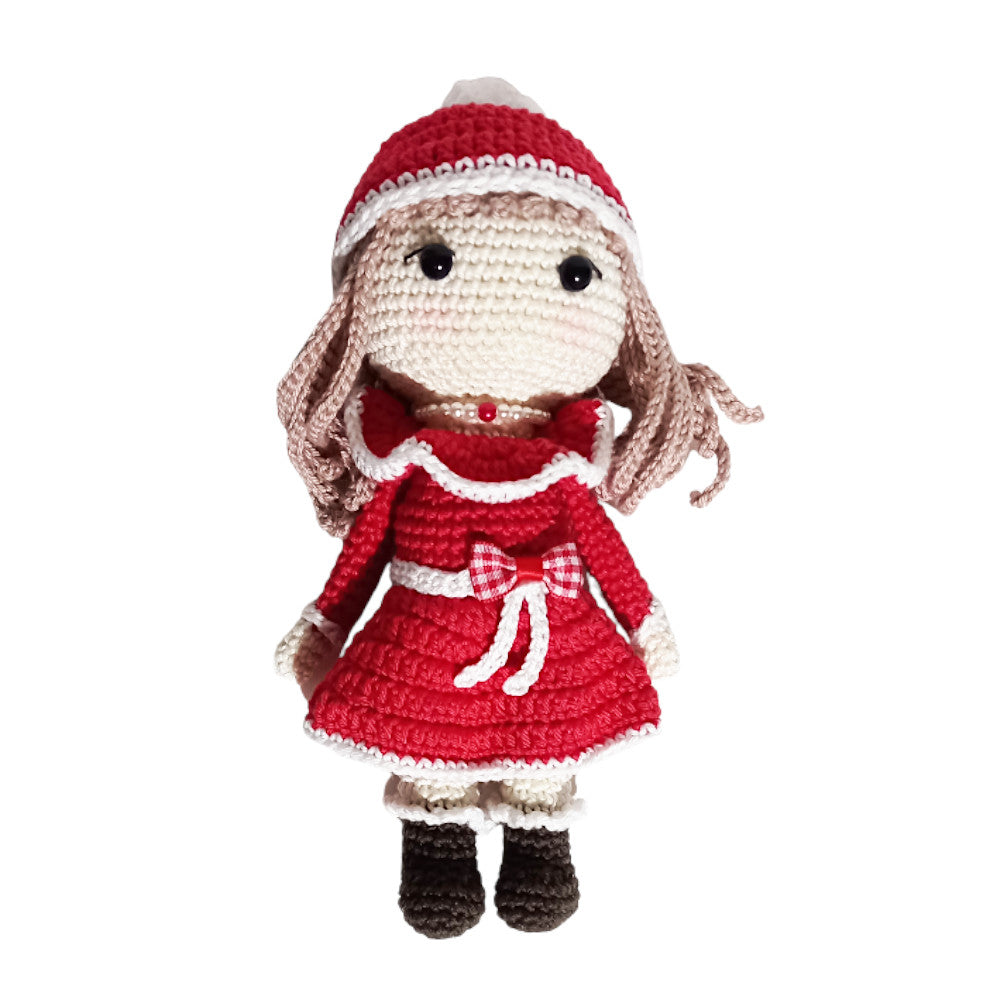 Amigurumi Bambola di Natale con perle ad uncinetto 21 cm