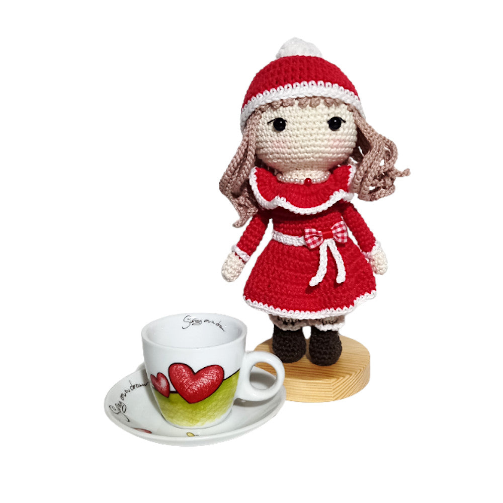 Amigurumi Bambola di Natale con perle ad uncinetto 21 cm