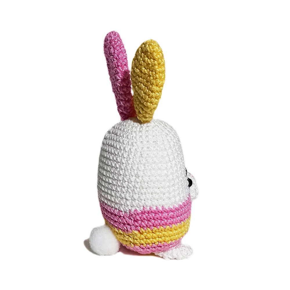 Amigurumi Coniglio con orecchie gialle e rosa ad uncinetto 9x14 cm