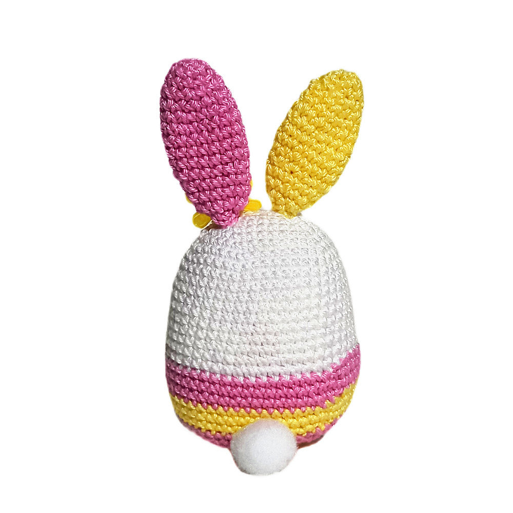 Amigurumi Coniglio con orecchie gialle e rosa ad uncinetto 9x14 cm