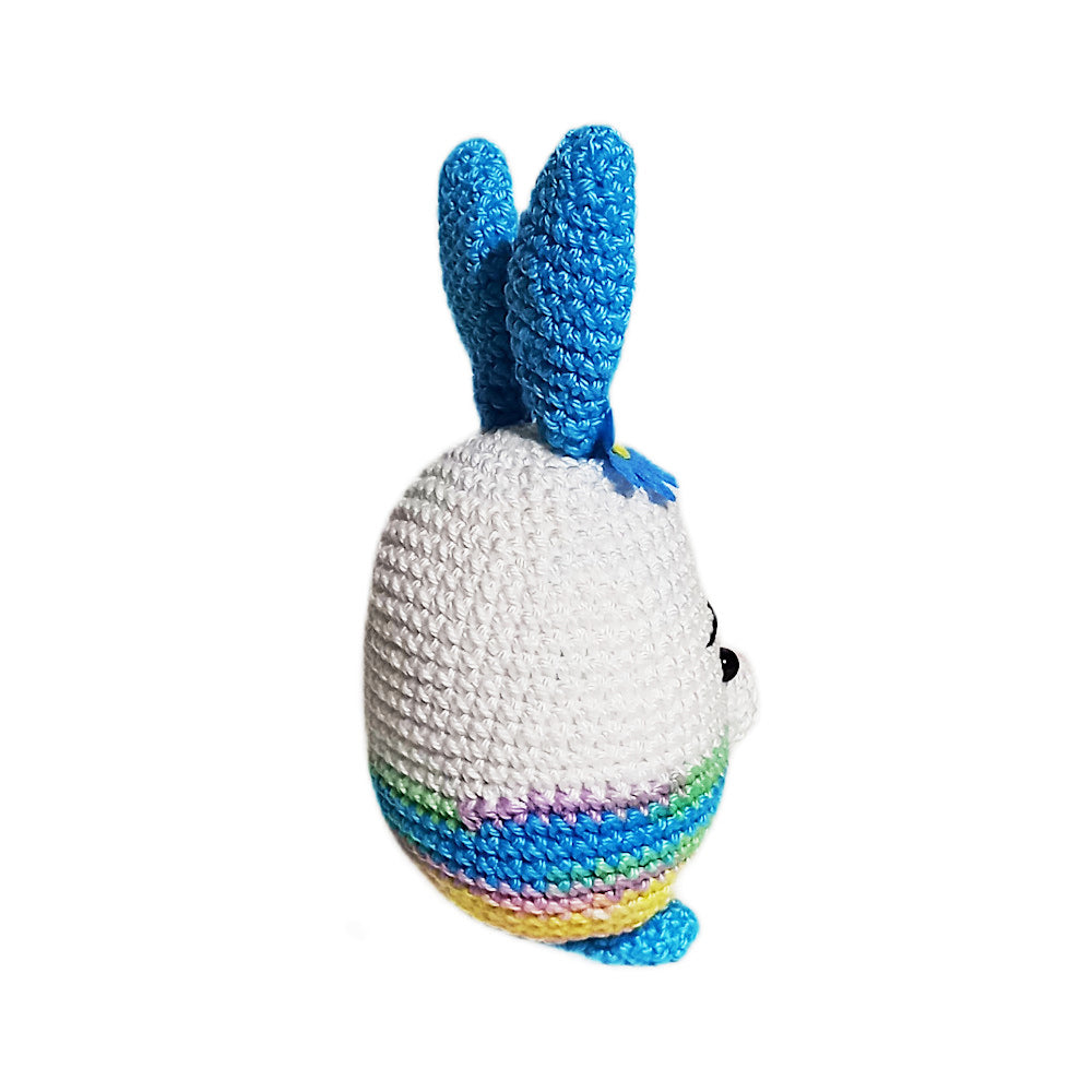 Amigurumi Coniglio con orecchie turchesi ad uncinetto 9x14 cm