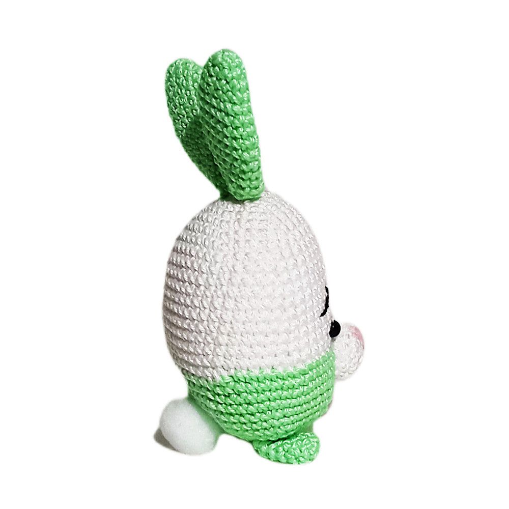 Amigurumi Coniglio con orecchie verdi ad uncinetto 9x14 cm