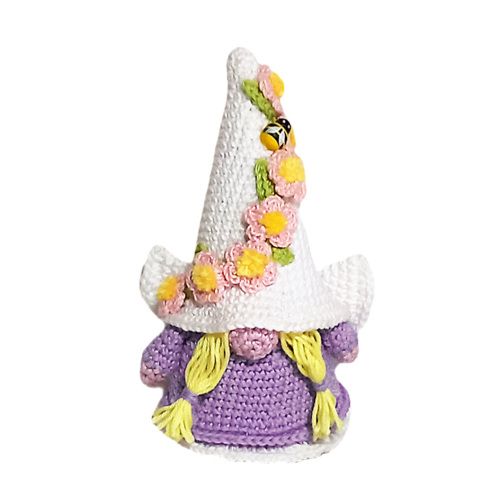 Amigurumi Gnometta Angelo lilla ad uncinetto 10x15 cm