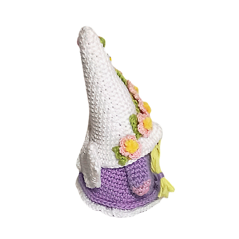 Amigurumi Gnometta Angelo lilla ad uncinetto 10x15 cm