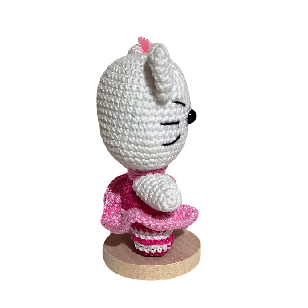 Amigurumi Hello Kitty Ballerina con vestito rosa ad uncinetto 11 cm