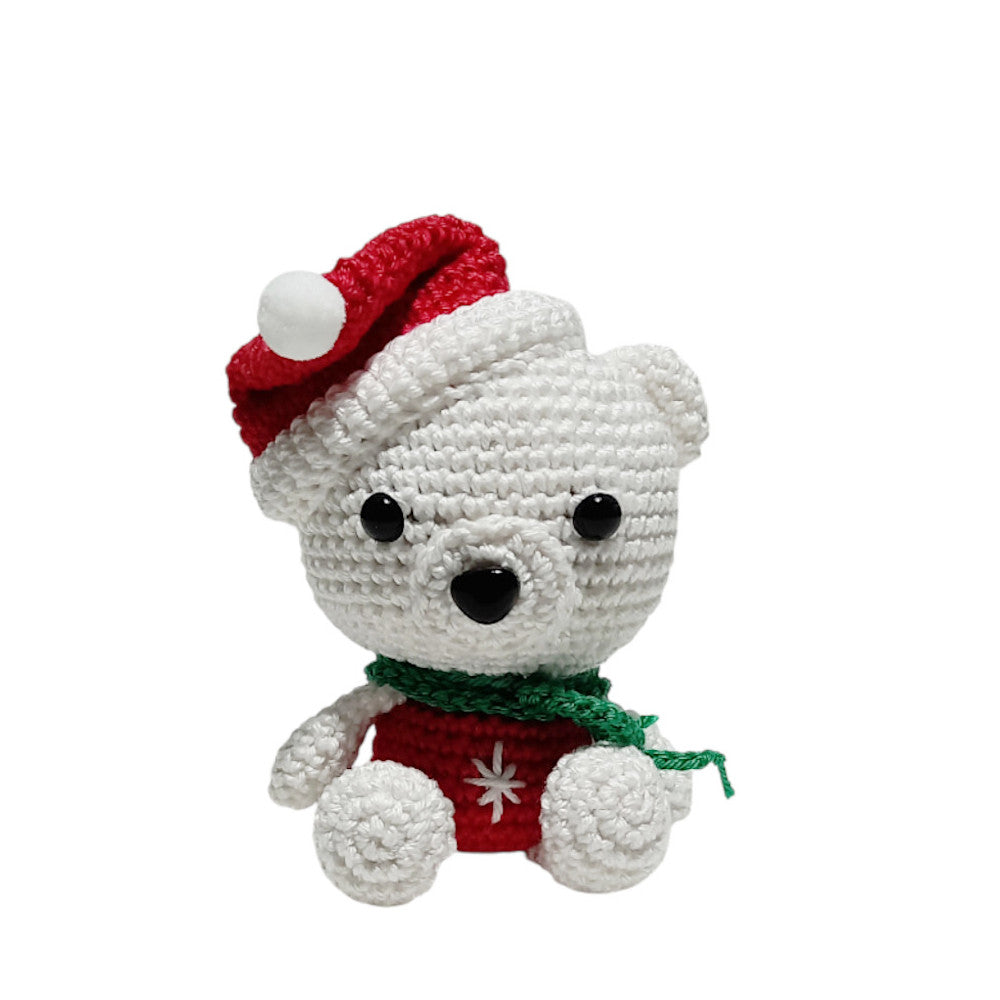 Amigurumi Orsetto di Natale bianco ad uncinetto 9x14 cm