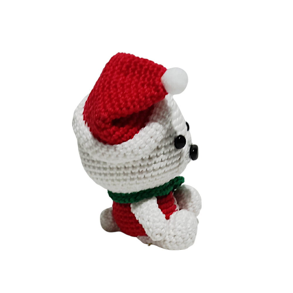Amigurumi Orsetto di Natale bianco ad uncinetto 9x14 cm