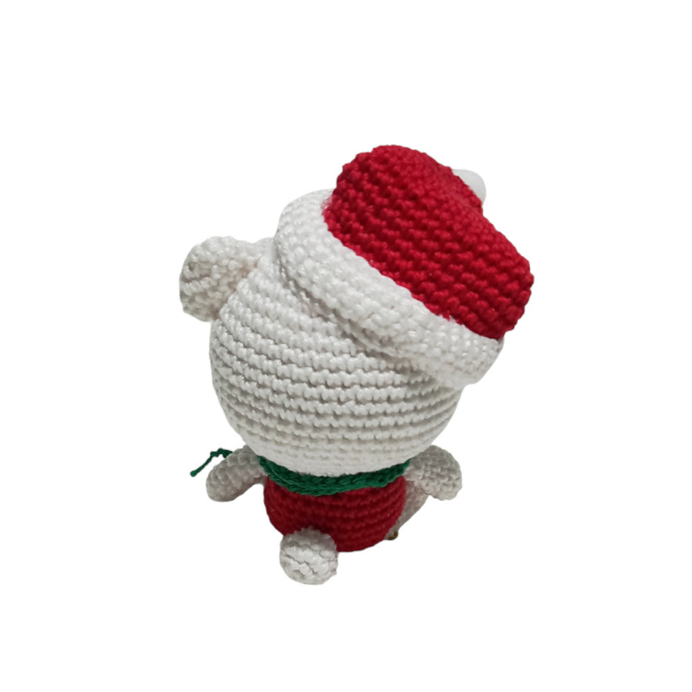 Amigurumi Orsetto di Natale bianco ad uncinetto 9x14 cm