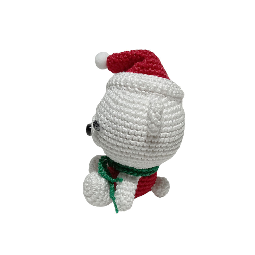 Amigurumi Orsetto di Natale bianco ad uncinetto 9x14 cm