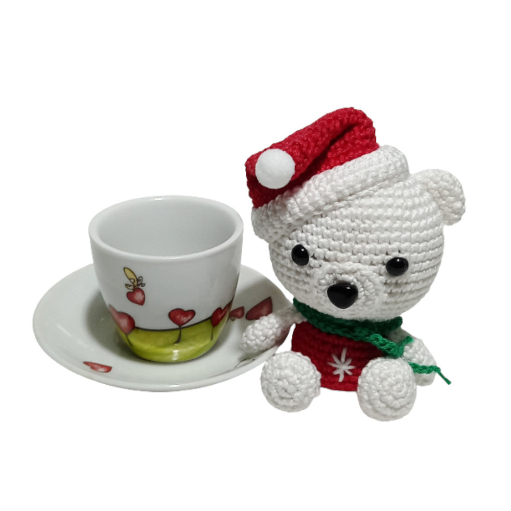 Amigurumi Orsetto di Natale bianco ad uncinetto 9x14 cm