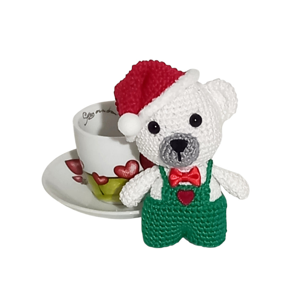 Amigurumi Orsetto di Natale con cappello ad uncinetto 8x12 cm
