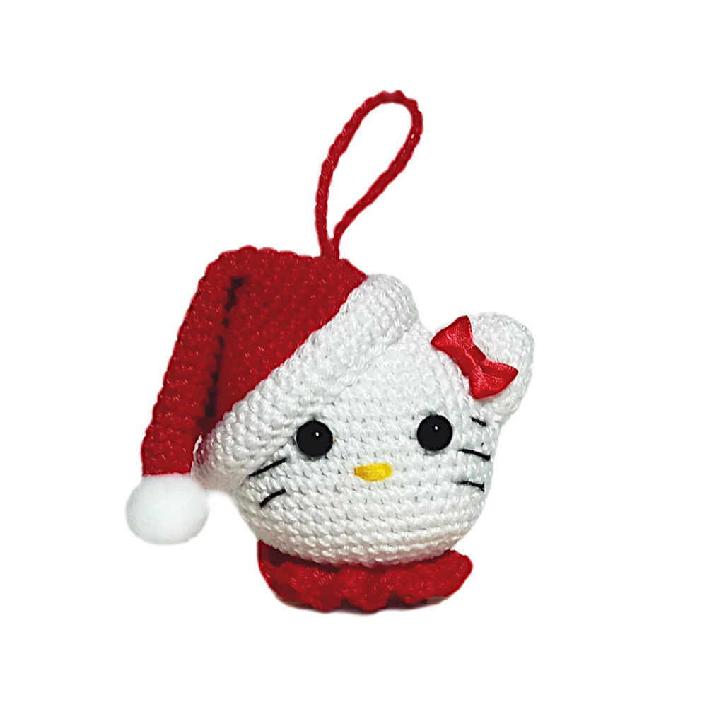 Amigurumi Palla di Natale Hello Kitty rossa ad uncinetto 9 cm