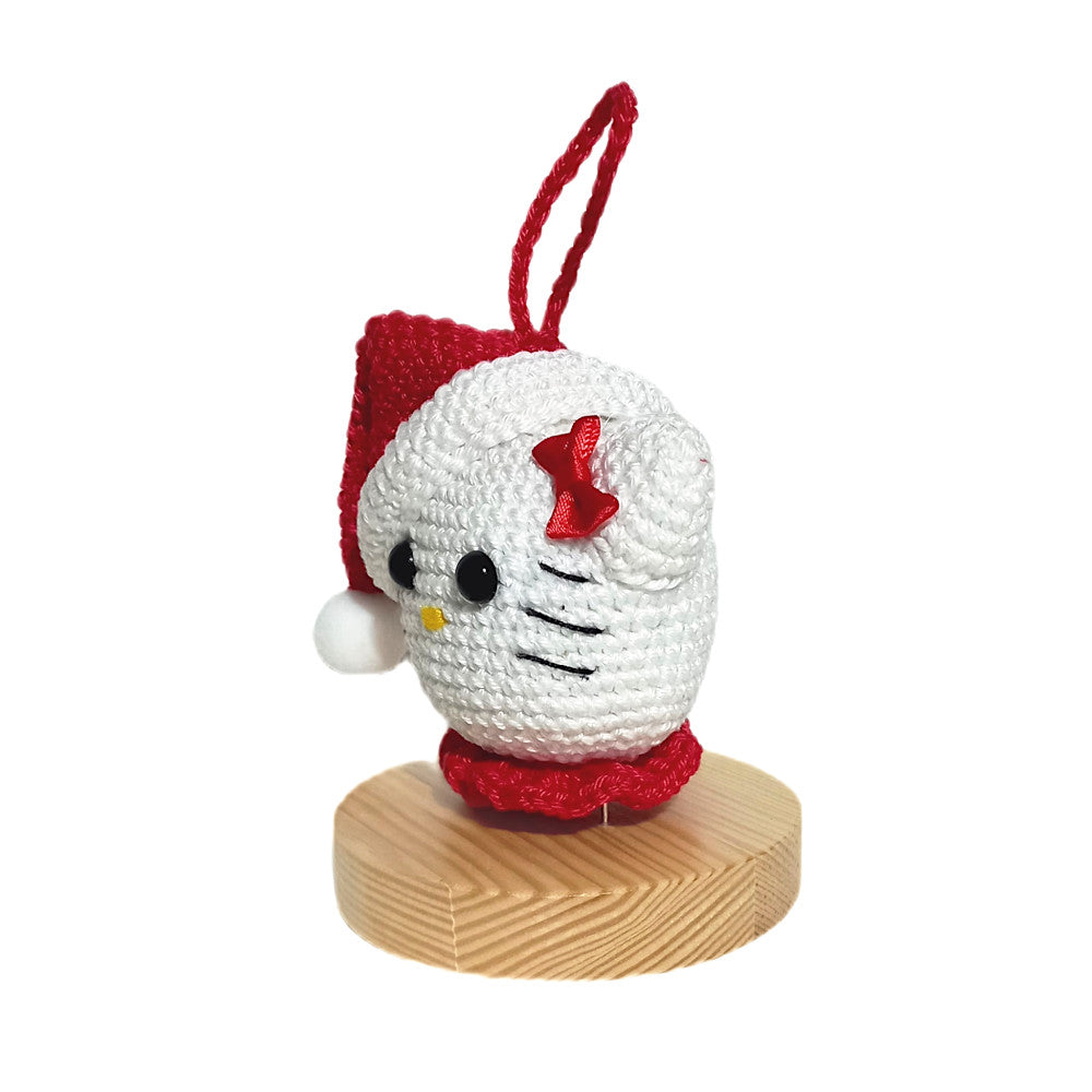 Amigurumi Palla di Natale Hello Kitty rossa ad uncinetto 9 cm