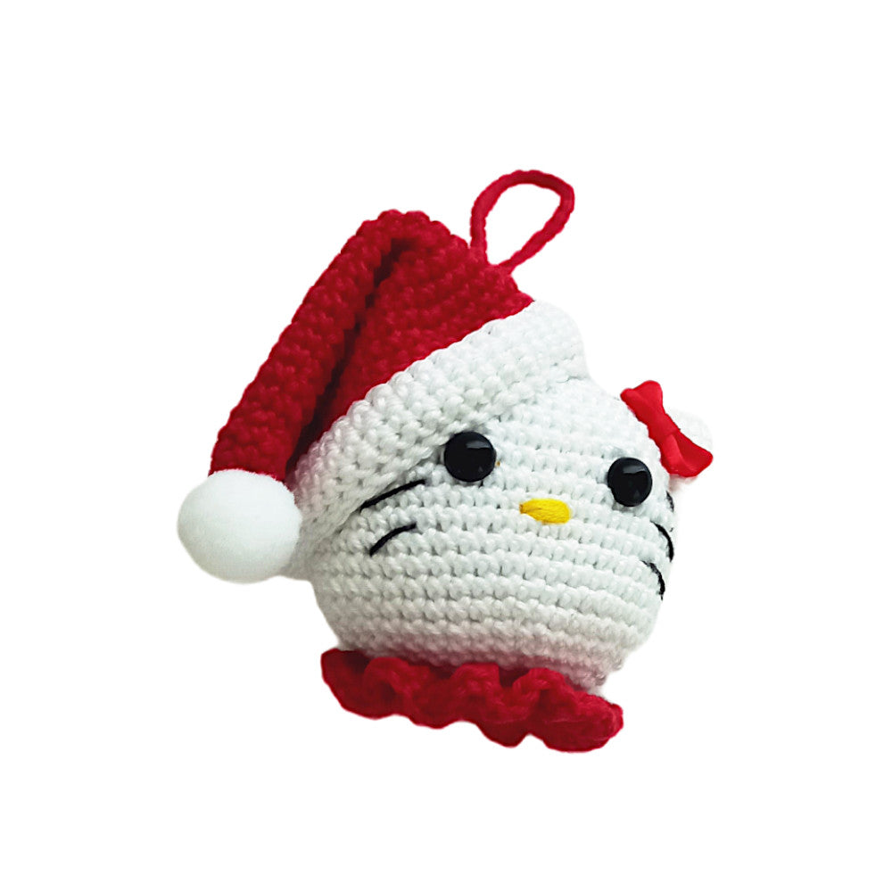 Amigurumi Palla di Natale Hello Kitty rossa ad uncinetto 9 cm