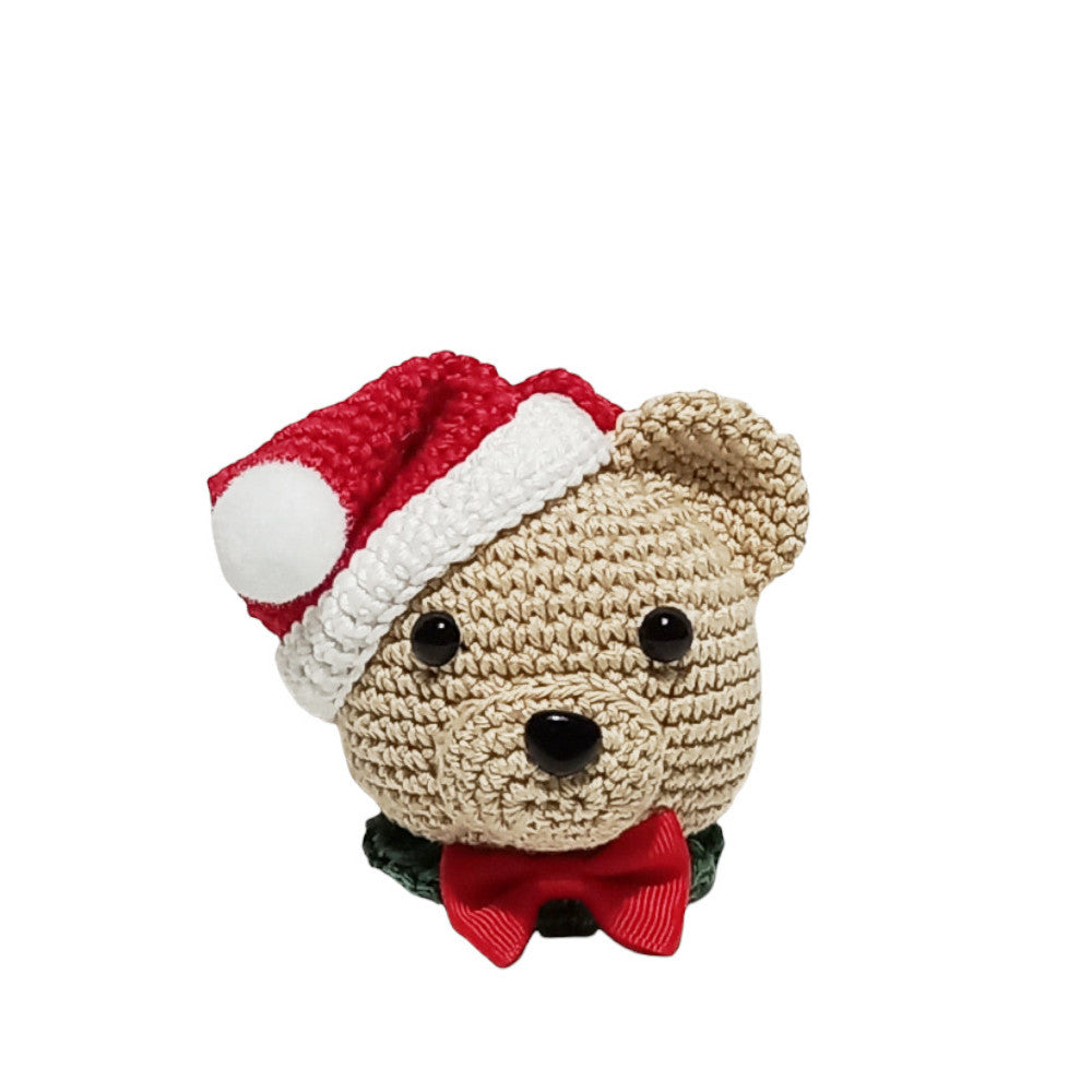 Amigurumi Palla di Natale Orsetto beige ad uncinetto 9x11 cm