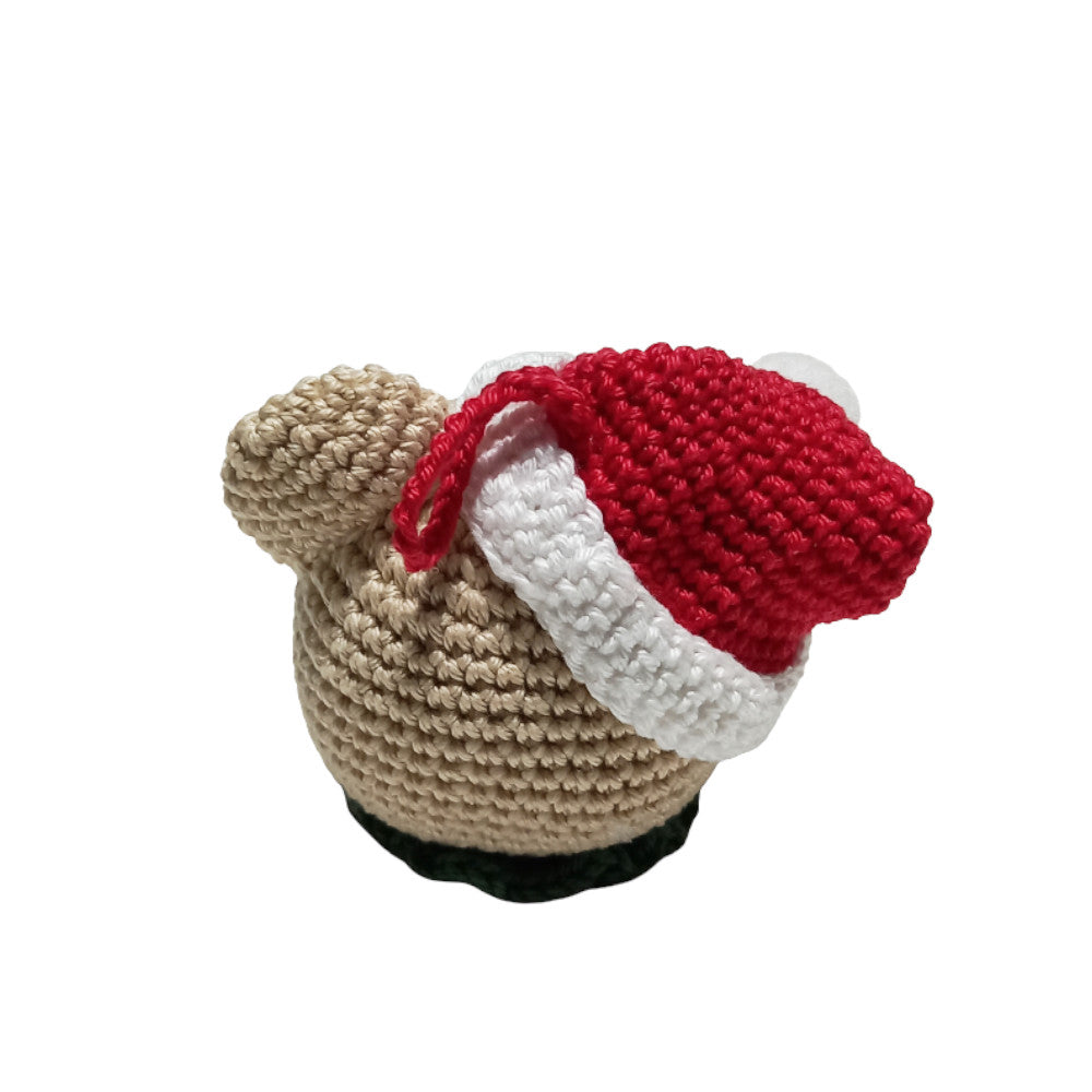Amigurumi Palla di Natale Orsetto beige ad uncinetto 9x11 cm