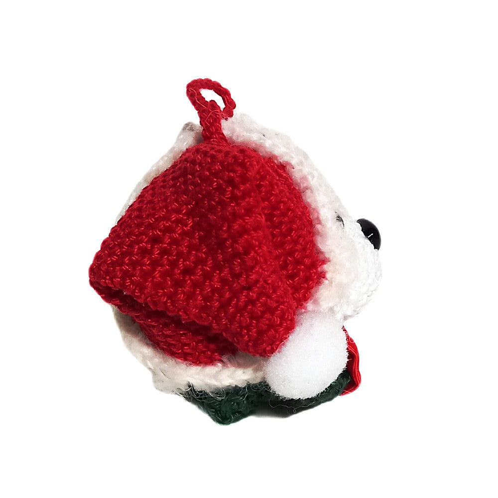 Amigurumi Palla di Natale Orsetto bianco ad uncinetto 9x11 cm