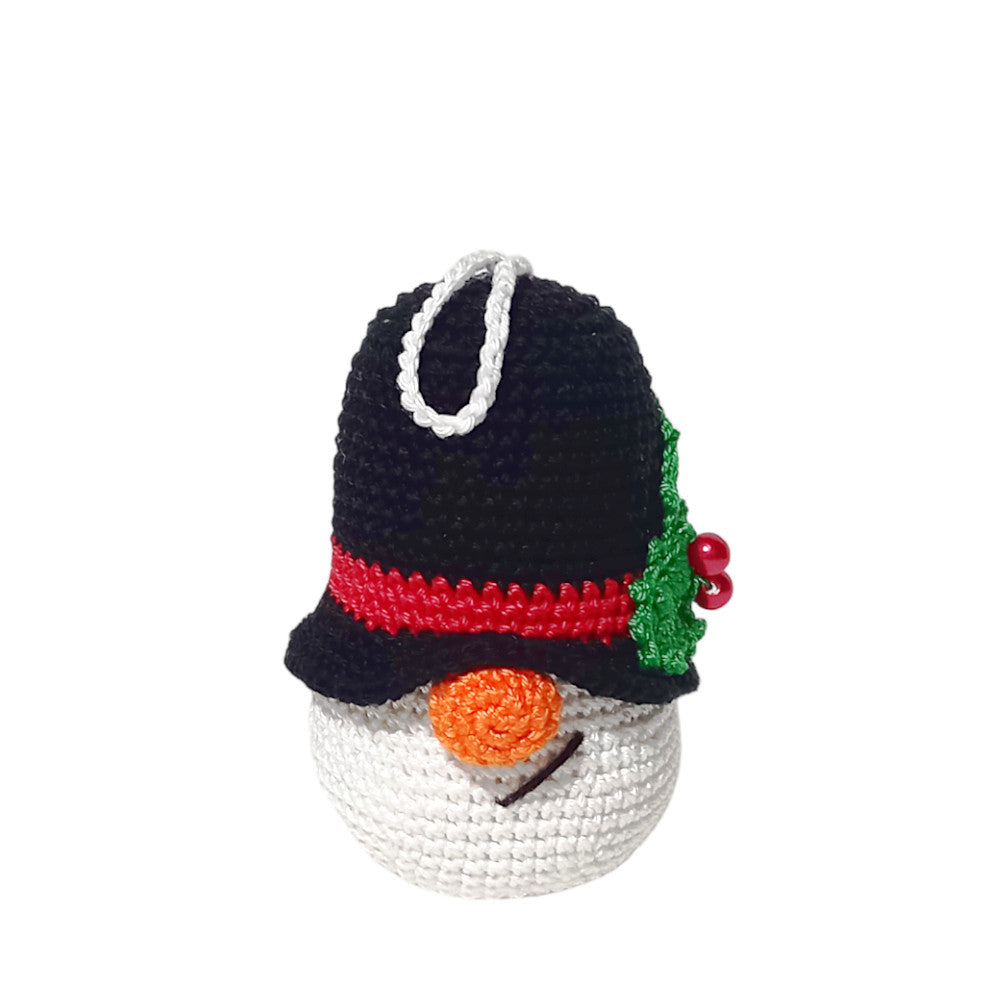 Amigurumi Palla di Natale gnomo pupazzo di neve ad uncinetto 7.5x11 cm