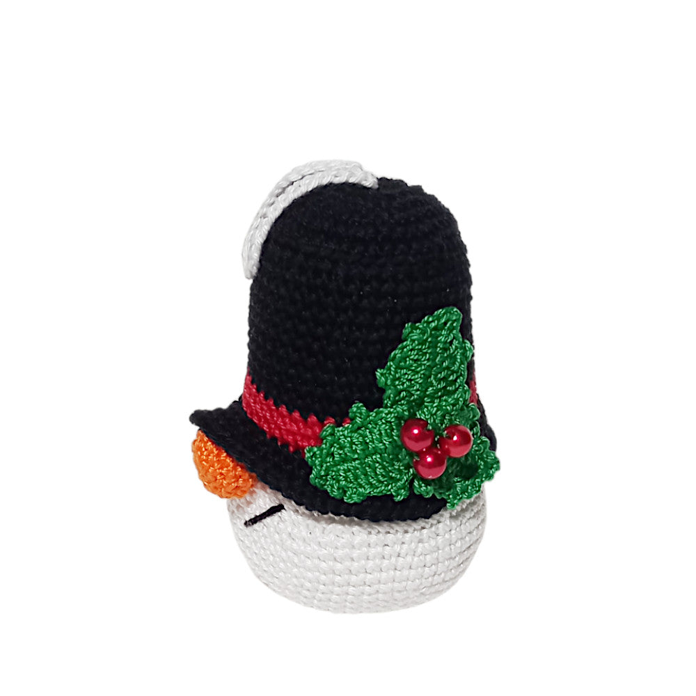 Amigurumi Palla di Natale gnomo pupazzo di neve ad uncinetto 7.5x11 cm