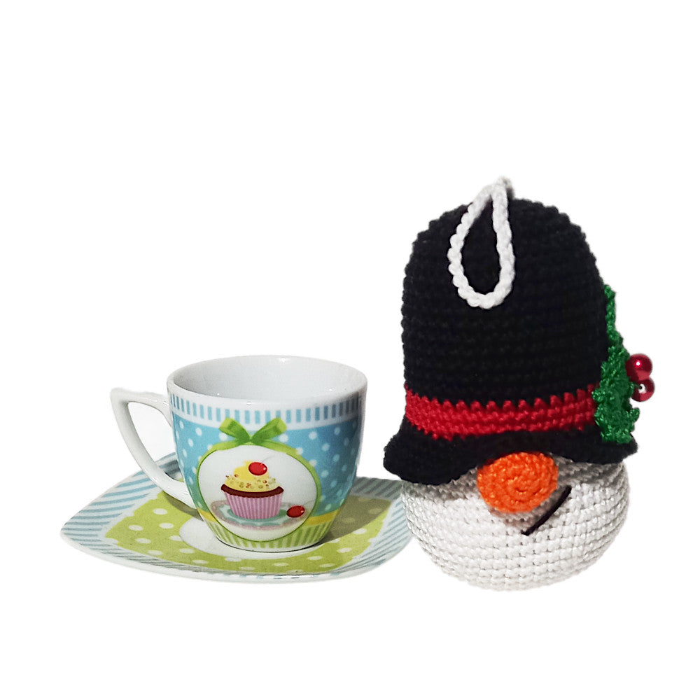 Amigurumi Palla di Natale gnomo pupazzo di neve ad uncinetto 7.5x11 cm