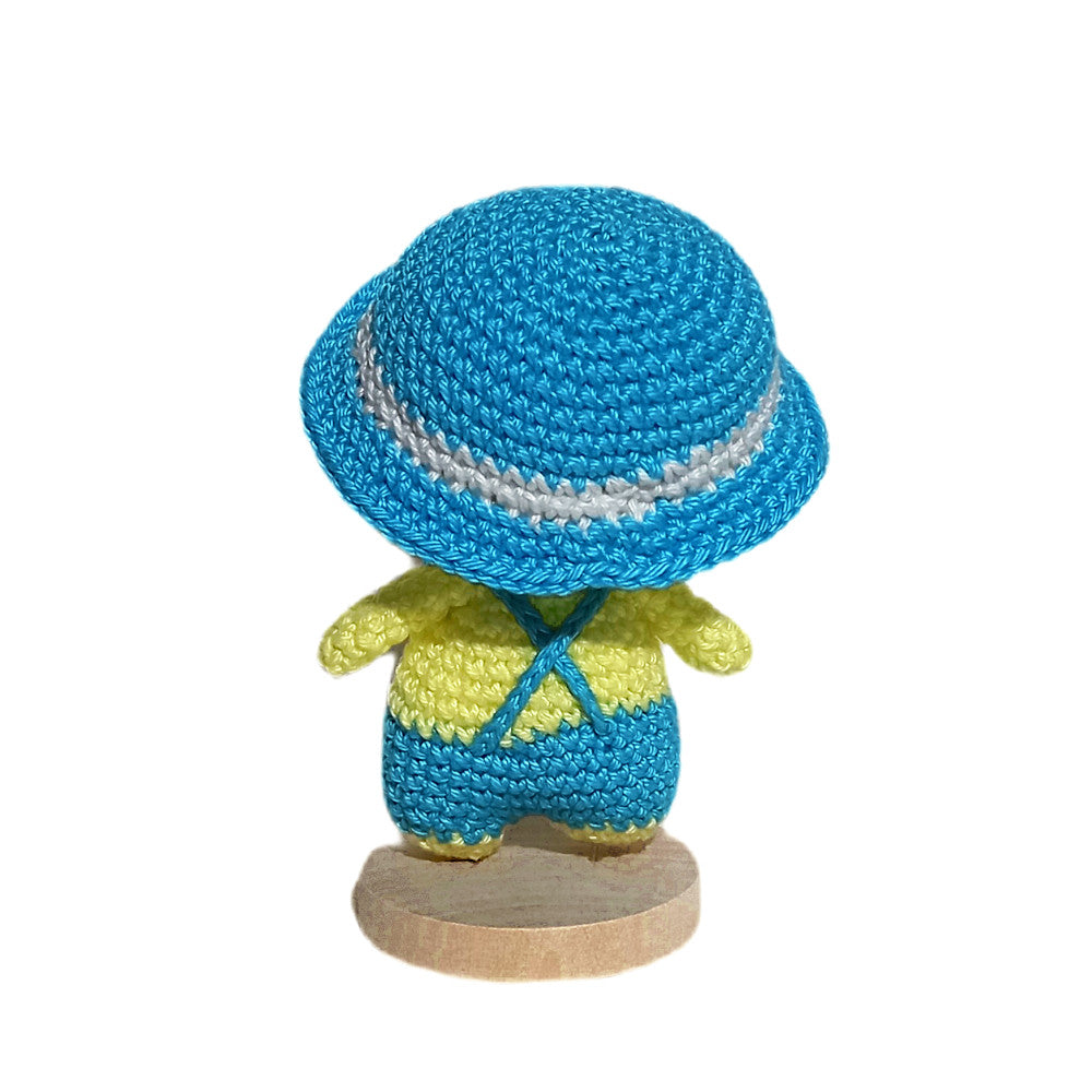 Amigurumi Pulcino con salopette Turchese ad uncinetto 10 cm