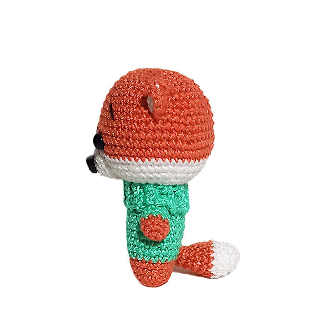 Amigurumi Volpe con maglione verde ad uncinetto 10 cm