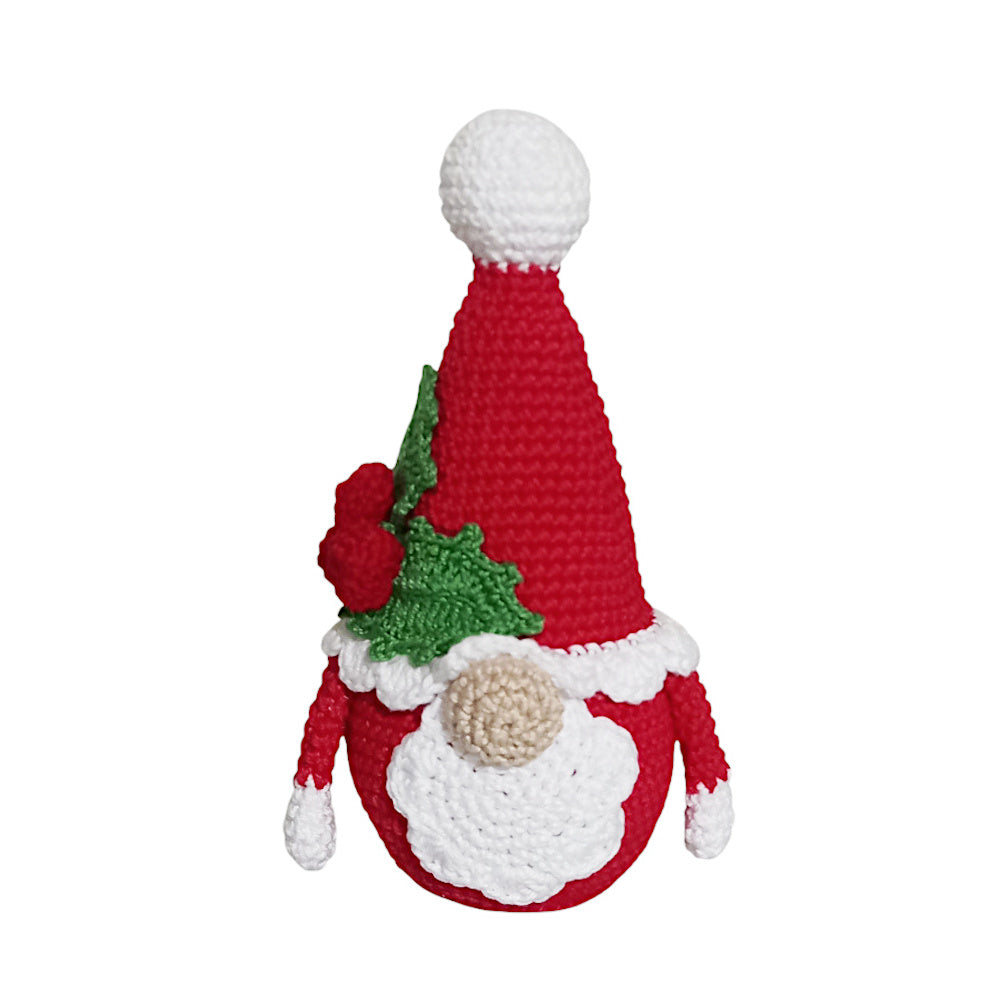 Amigurumi gnomo Babbo Natale ad uncinetto 9x16 cm