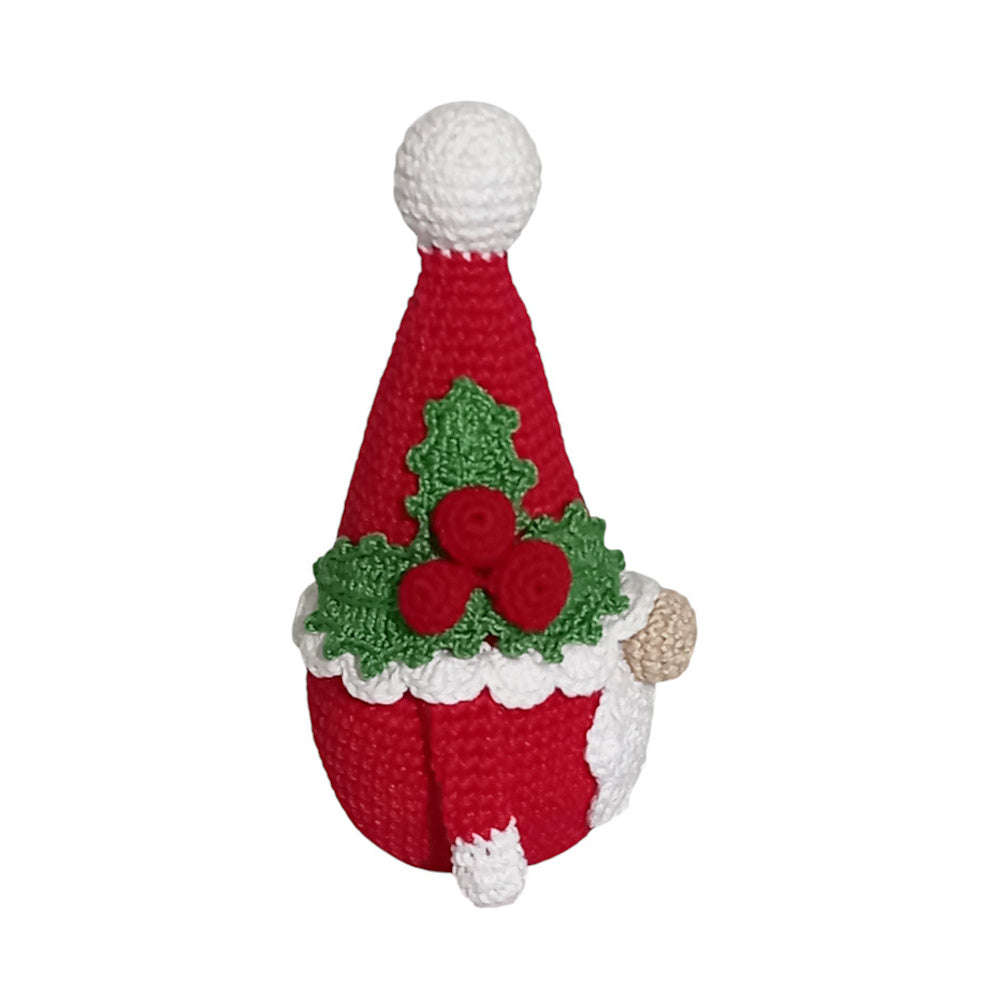 Amigurumi gnomo Babbo Natale ad uncinetto 9x16 cm