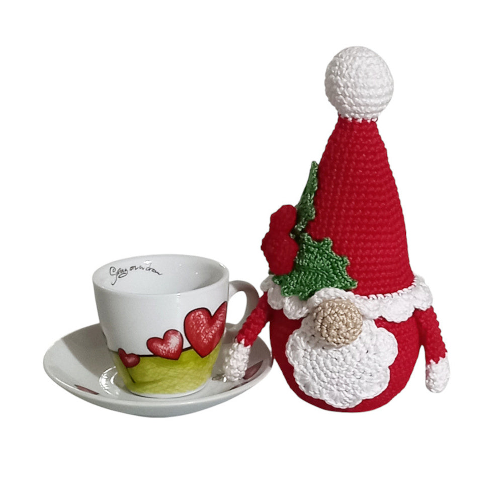 Amigurumi gnomo Babbo Natale ad uncinetto 9x16 cm