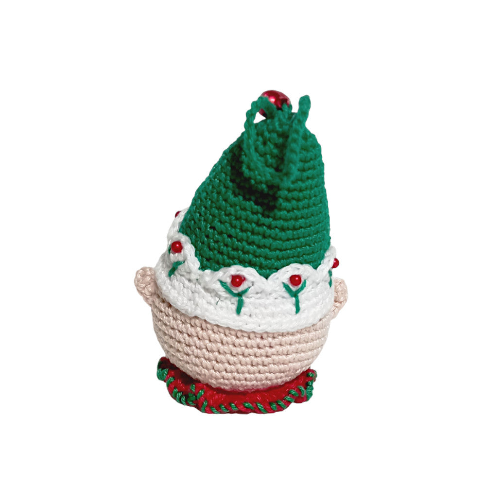 Amigurumi pallina di Natale a forma di Elfo ad uncinetto 9x13 cm