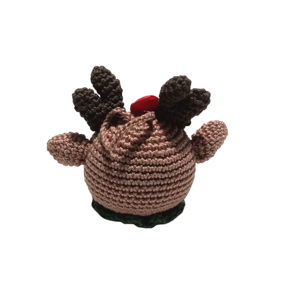 Amigurumi pallina di Natale a forma di renna ad uncinetto 12x11 cm