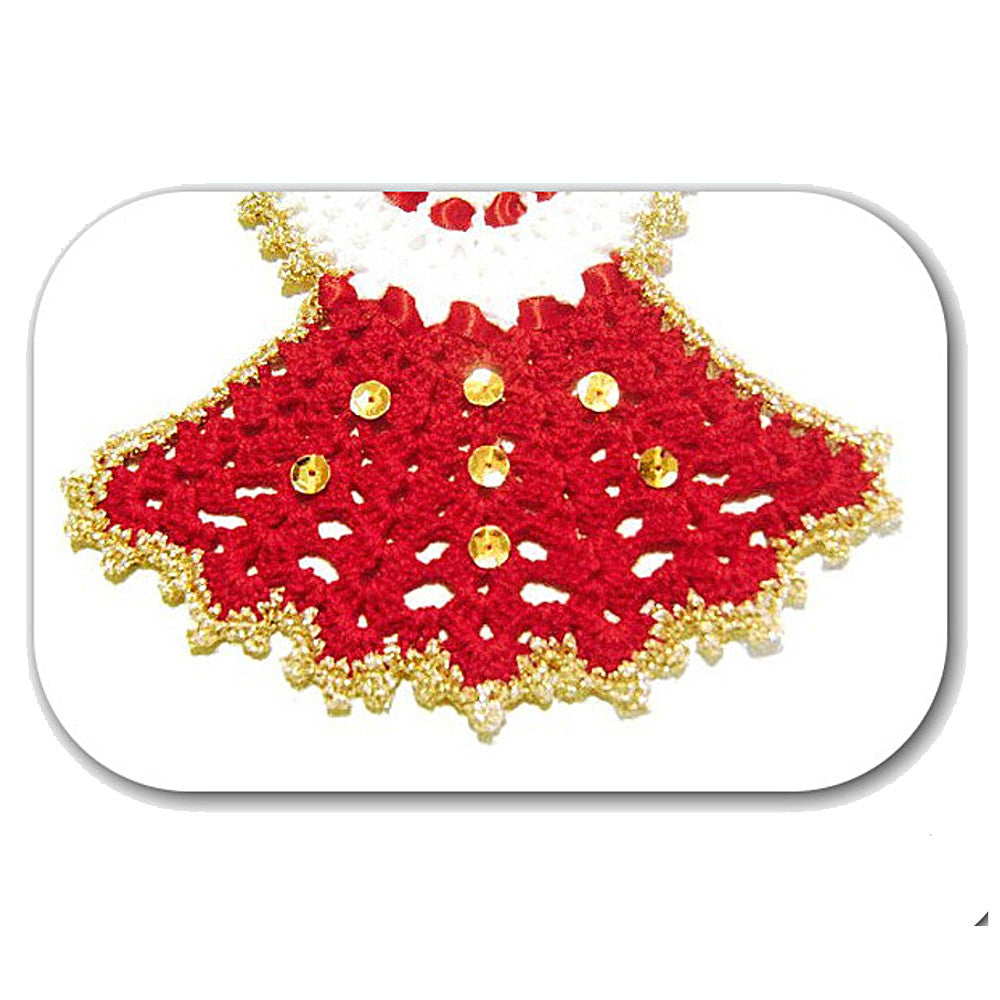 Angelo di Natale rosso e oro ad uncinetto 14x14 cm