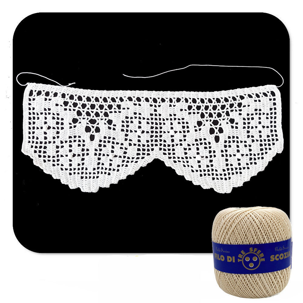 Bordo filet beige con fiori ad uncinetto 12 cm x 60 cm