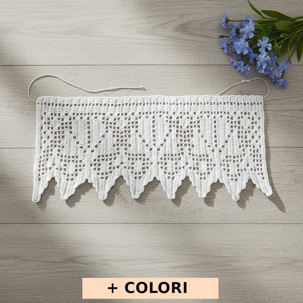 Bordo filet bianco con conchiglie ad uncinetto 13 cm x 50 cm