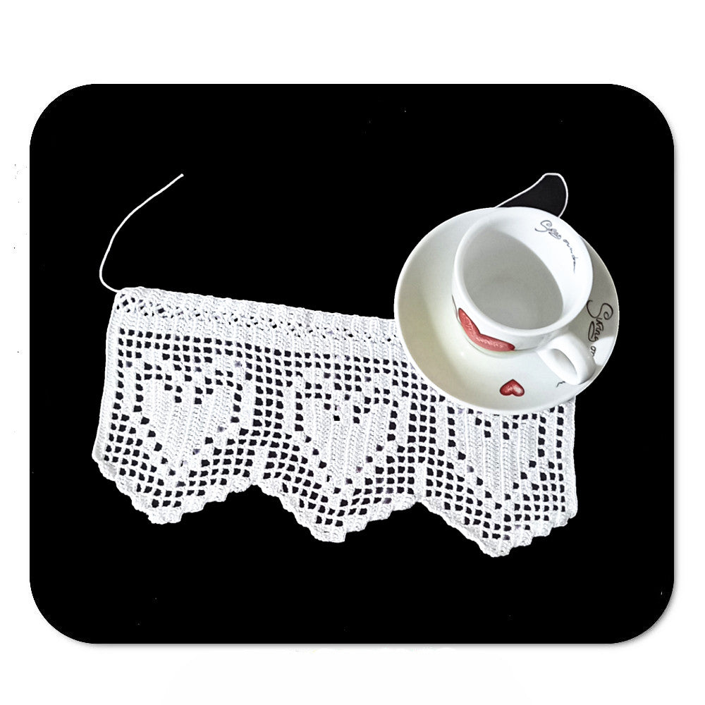 Bordo filet bianco con cuori ad uncinetto 12 cm x 50 cm