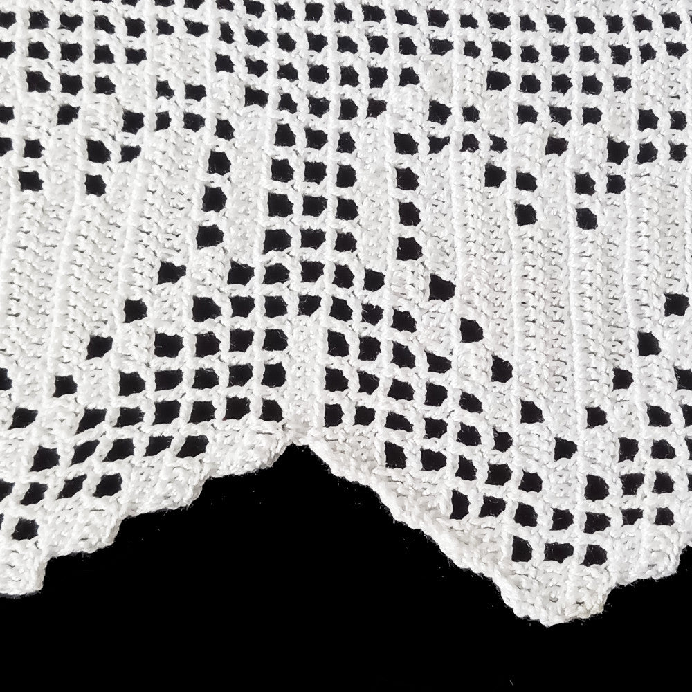 Bordo filet bianco con cuori ad uncinetto 12 cm x 50 cm