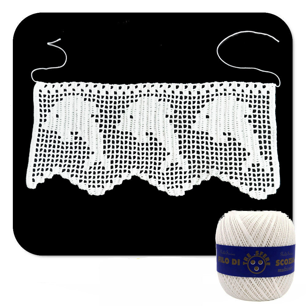 Bordo filet bianco con delfini ad uncinetto 12.5 cm x 60 cm