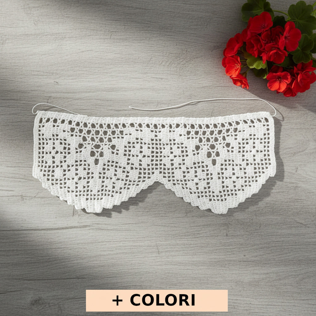 Bordo filet bianco con fiori ad uncinetto 12 cm x 60 cm