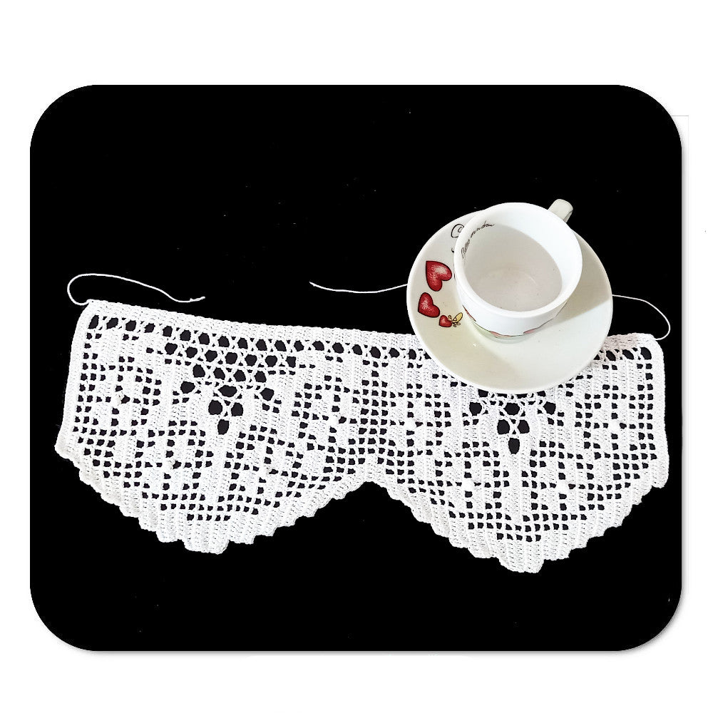 Bordo filet bianco con fiori ad uncinetto 12 cm x 60 cm