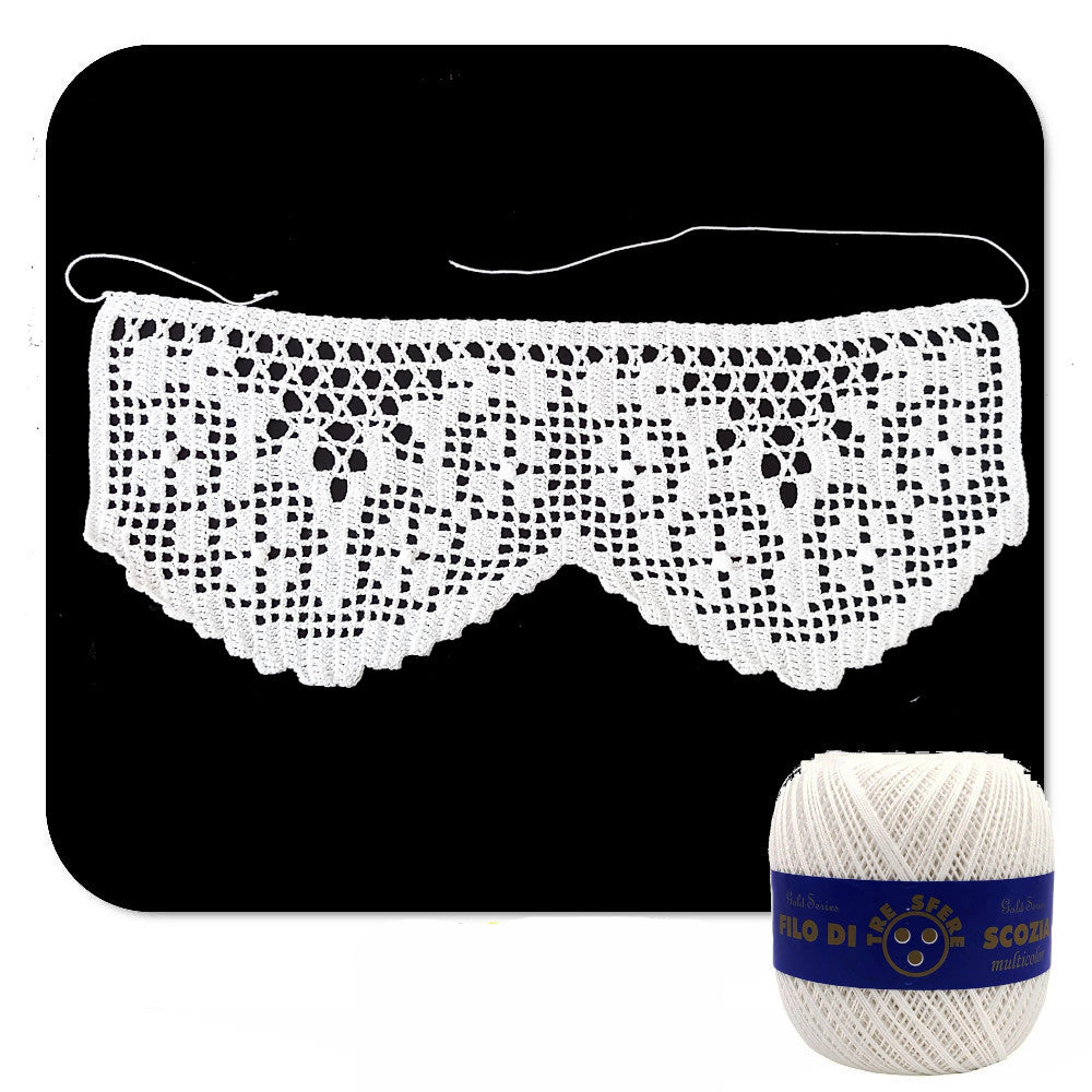 Bordo filet bianco con fiori ad uncinetto 12 cm x 60 cm