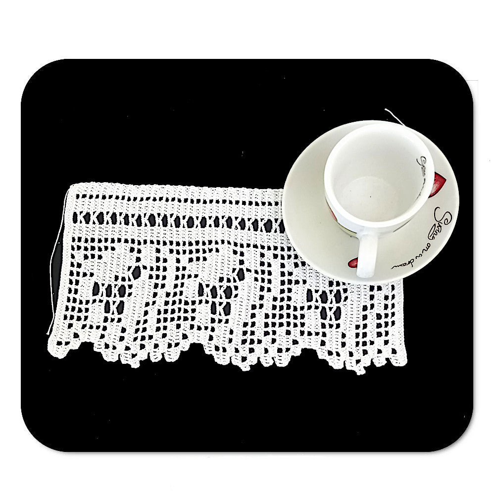 Bordo filet bianco con fiori ad uncinetto 13 cm x 50 cm