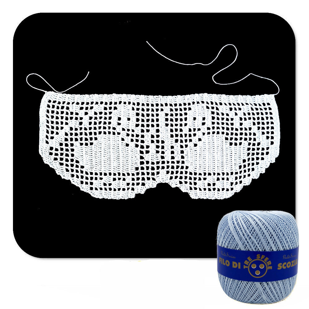 Bordo filet celeste con cigni ad uncinetto 11 cm x 50 cm