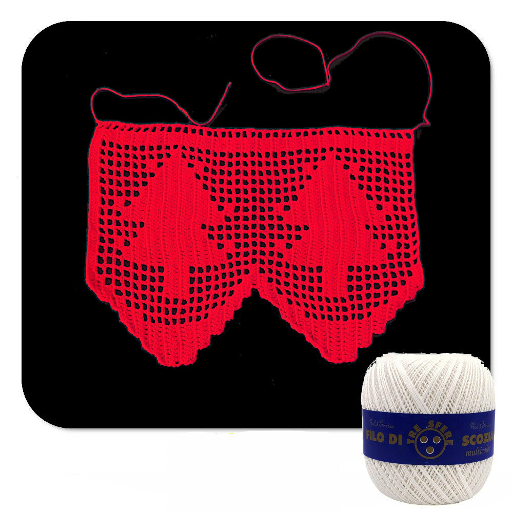 Bordo filet di Natale bianco con alberello ad uncinetto 15 cm x 50 cm