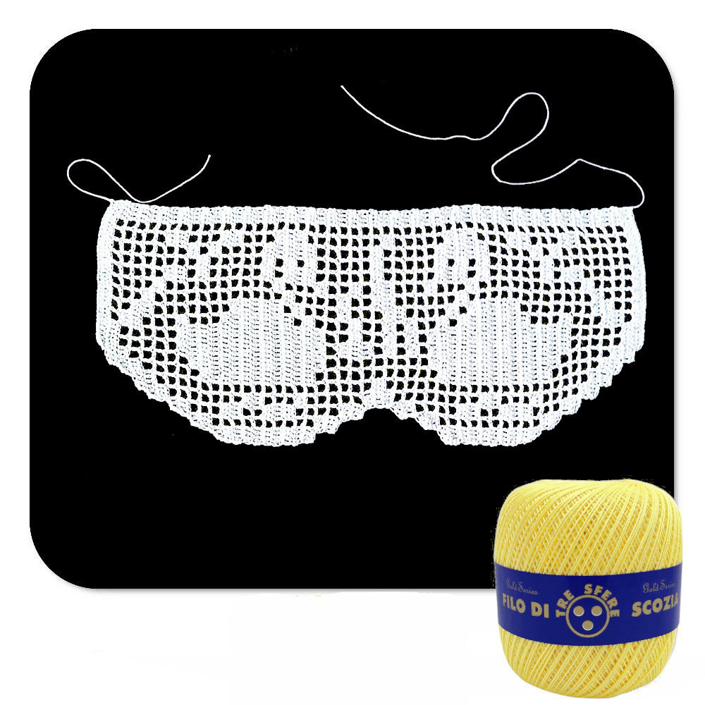 Bordo filet giallo con cigni ad uncinetto 11 cm x 50 cm