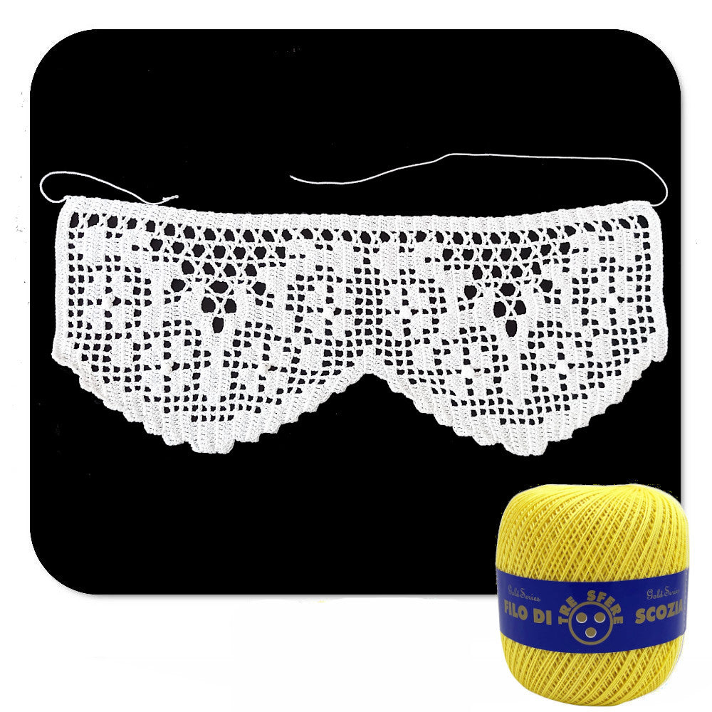 Bordo filet giallo con fiori ad uncinetto 12 cm x 60 cm