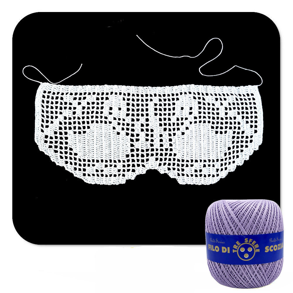 Bordo filet lilla con cigni ad uncinetto 11 cm x 50 cm